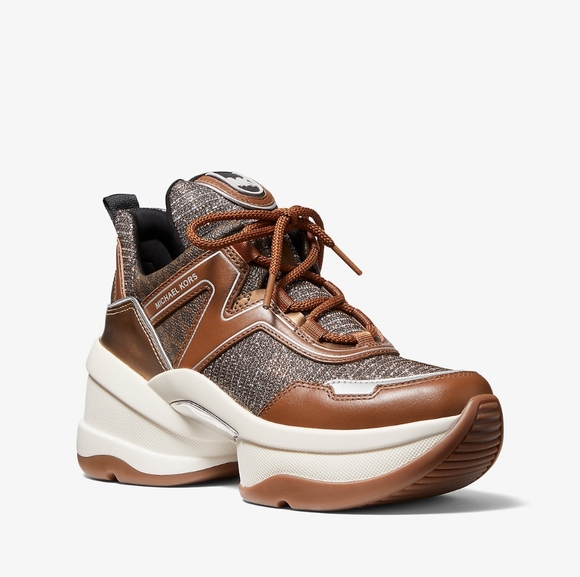 Michael Kors Women's Brown and Cream Sneakers - Picture 1 of 4